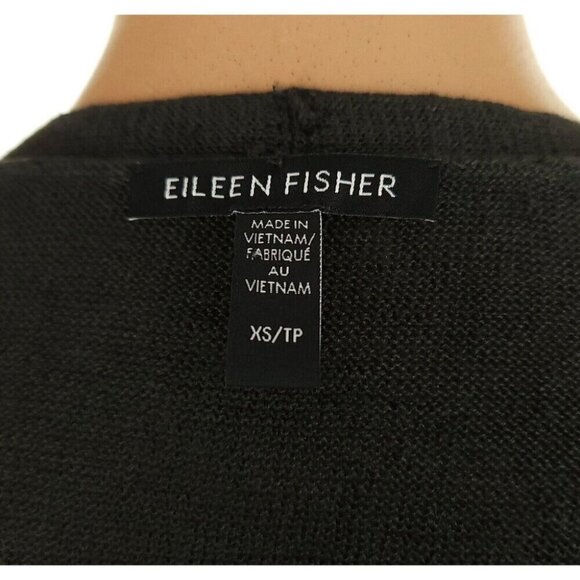 Eileen Fisher Organic Linen Cotton Cardigan XS Green Knit - Picture 6 of 10